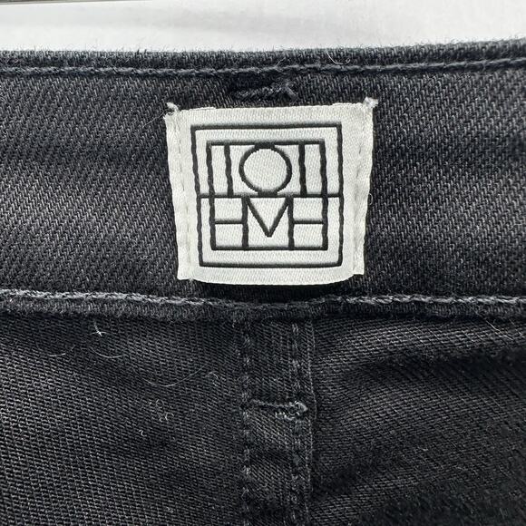 Toteme Classic Black Denim High Rise Slim Straight Jeans Size 28 Modern Preppy - Picture 9 of 12